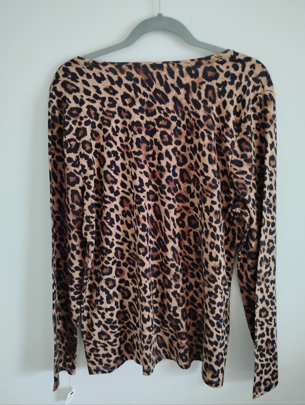 Leopard Print Long Sleeve Women's Top - Tan/Brown - Picture 4 of 5